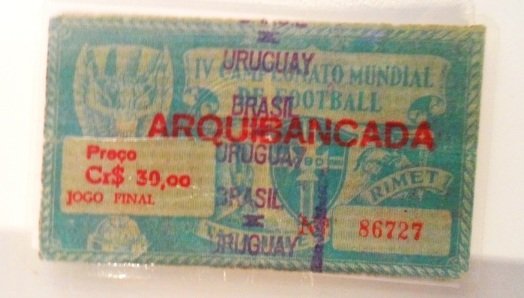Ingresso original da final Brasil x Uruguai, Copa do Mundo 1950