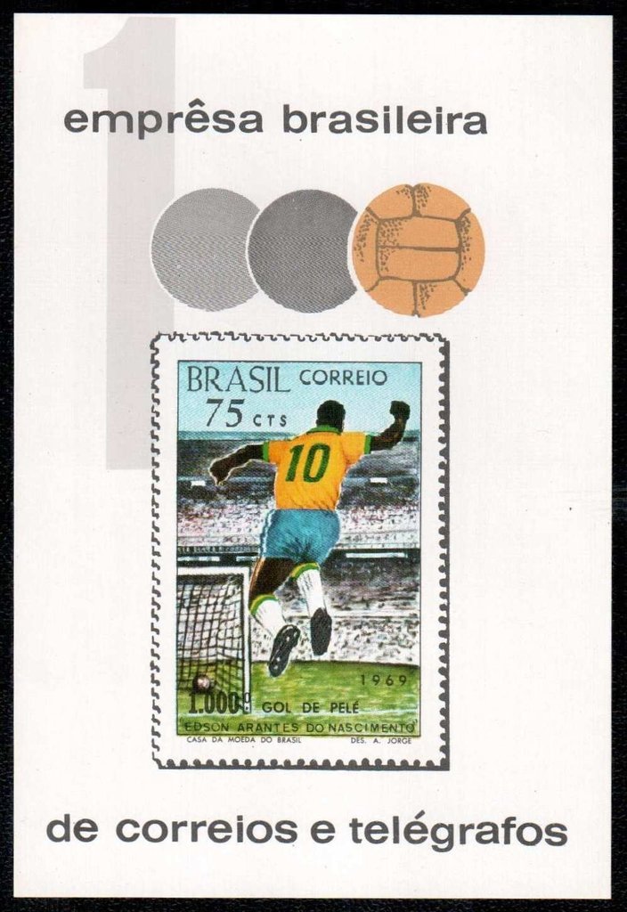 Selo dos Correios homenageando o milésimo gol de Pelé